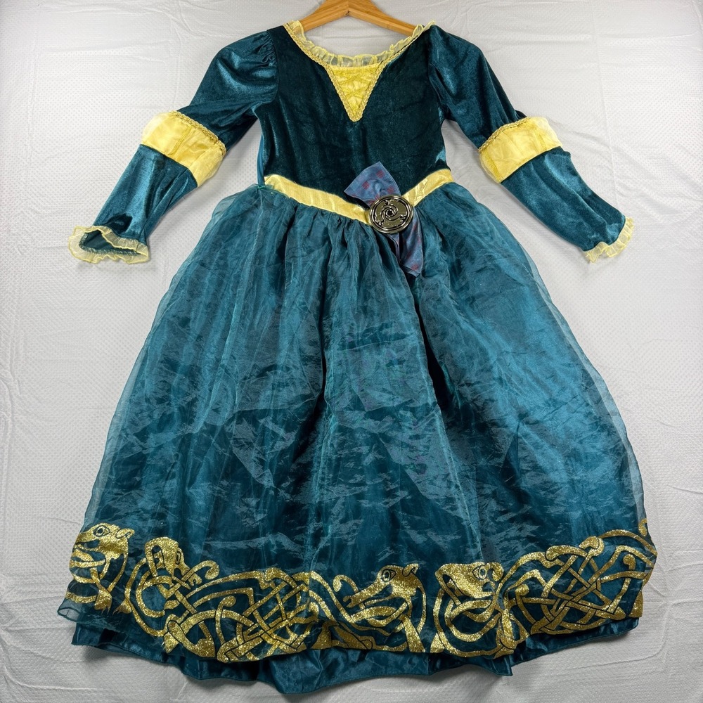 Disney Store Princess Merida Costume Dress Brave Girls Size 9/10 Teal Velvet